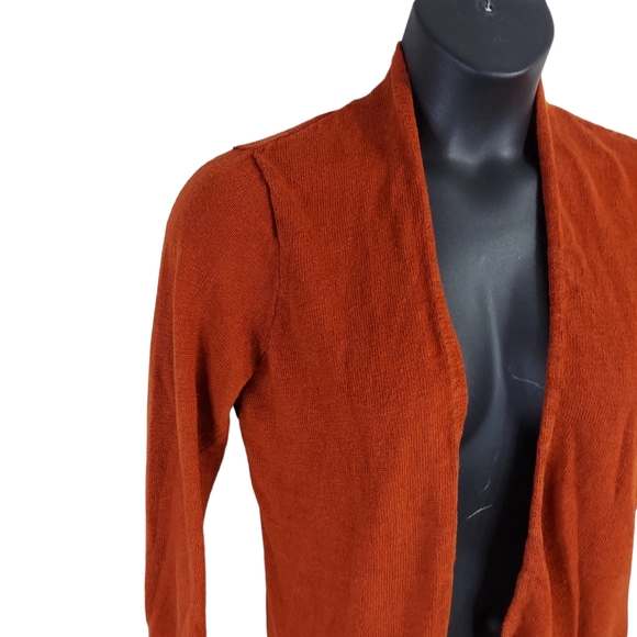 Eileen Fisher Petite Small Cinnamon Orange 100% Linen Knit Cardigan Sweater LS - Picture 9 of 14